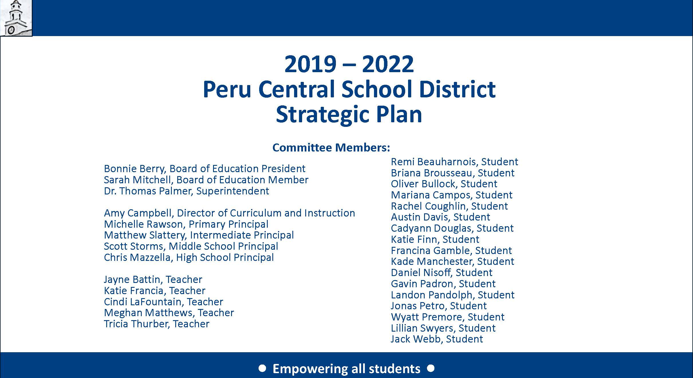 2019 –2022 Peru Central School District Strategic Plan